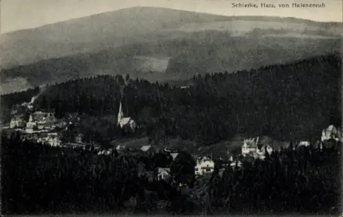 Ak Schierke Wernigerode im Harz,  Harz, von Helenenruh, Landschaftsaufnahme, Wald, Kirche