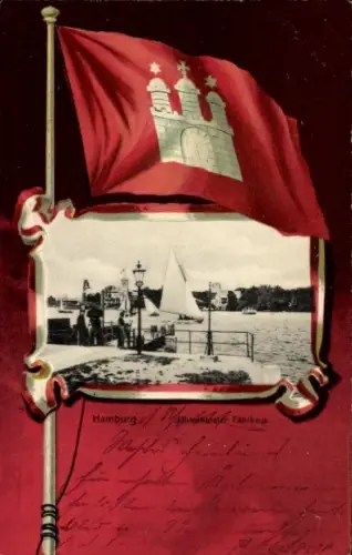 Passepartout Ak Hamburg Nord Uhlenhorst, Uhlenhorster Fährhaus, Fahne