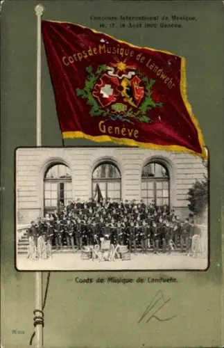 Passepartout Ak Genève Genf Schweiz, Concours International de Musique 1902, Corps de Musique