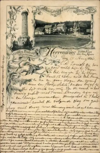 Ak Herrenwies Forbach im Schwarzwald Baden, Luftkurhotel Auerhahn