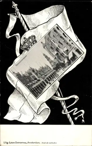 Passepartout Ak Amsterdam Nordholland Niederlande, Raadhuisstraat