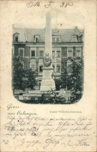 Ak Erlangen in Mittelfranken Bayern, Kaiser Wilhelm-Denkmal, Gruss aus  Monument, Stadtansicht