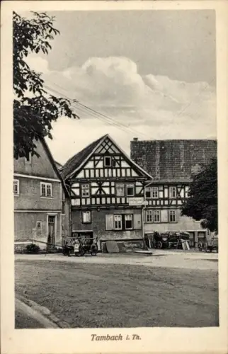 Ak Tambach Dietharz in Thüringen, Schwarzwaldhaus, Straßenansicht, Tambach i. Th.