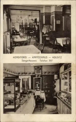 Ak Sangerhausen am Südharz, Konditorei, Kaffeehaus Kolditz,  Telefon 397, Innenansicht