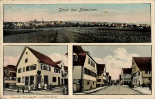 Ak Schmiden Fellbach in Württemberg, Gruss aus  Gemischtes Warengeschäft von Caroline Barkle, Lan