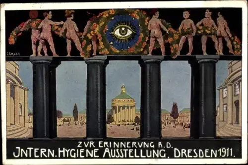 Künstler Ak Gerler, Dresden Altstadt, Internationale Hygieneausstellung 1911