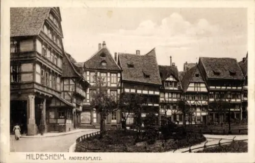 Ak Hildesheim in Niedersachsen,  Andreasplatz, Fachwerkhäuser