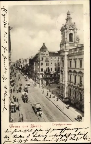 Ak Berlin Mitte, Leipziger Straße, Straßenbahn, Kutsche