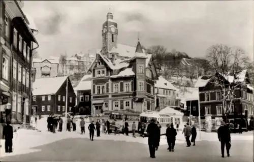 Ak Lauscha in Thüringen, Hüttenplatz, Busse