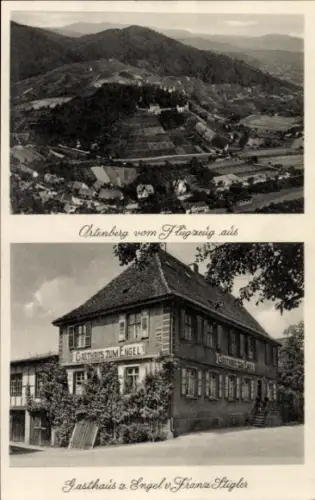 Ak Ortenberg in Hessen, Ortenberg vom Flugzeug aus, Gasthaus zum Engel, Franz Stigler
