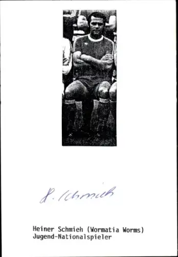 Autogramm Fußballer Heiner Schmieh, Wormatia Worms, Portrait