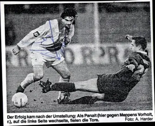 Autogramm Fußballer Aurel Panait bei SV Wuppertal gegen Vorholt bei SV Meppen, Zeitungsausschnitt