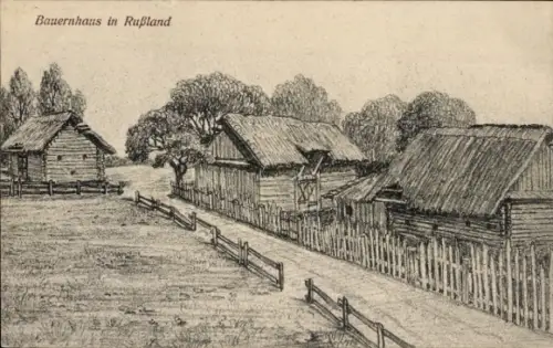 Ak Bauernhaus in Russland