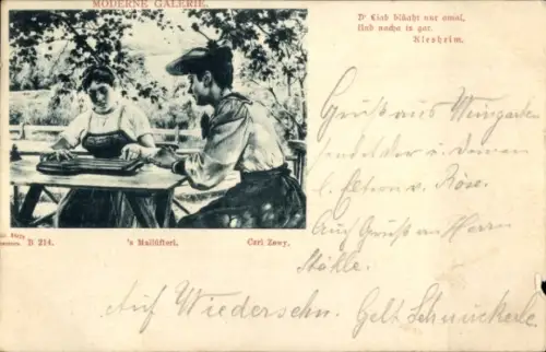 Künstler Ak Zewy, C., Zwei Frauen am Tisch, 's Mailüfterl