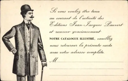 Ak Nobler Mann, Gehstock, Werbung Notre Catalogue Illustre