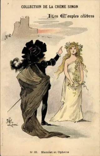 Künstler Ak Famous Couples, Hamlet und Ophelie, Collection de la Creme Simon