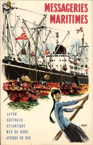 Künstler Ak Messageries Maritimes, Japon, Australie, Alantique, Passagierdampfer in Asien