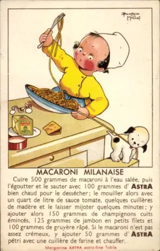 Künstler Ak Mallet, Beatrice, Milanese Macaroni, Axa Margarine