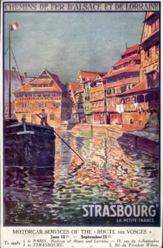 Künstler Ak Strasbourg Straßburg Elsass Bas Rhin, Chemins de Fer d'Alsace et de Lorraine