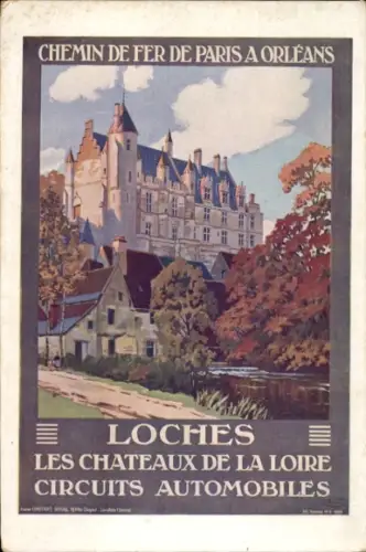 Ak Loches Indre-et-Loire, Paris-Orleans-Eisenbahn, Automobilstrecken