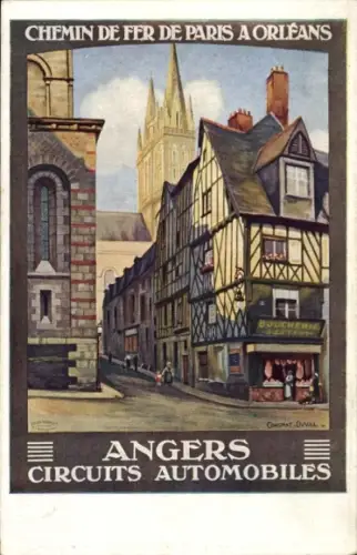 Künstler Ak Duval, C., Angers Maine et Loire, Automobile Circuits, Großstadt am Maine