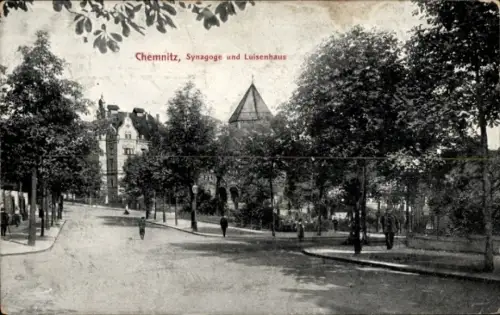 Judaika Ak Chemnitz in Sachsen, Synagoge und Luisenhaus