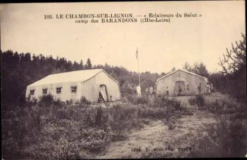 Ak Le Chambon sur Lignon Haute Loire, Eclaireurs du Salut, camp des Barandons