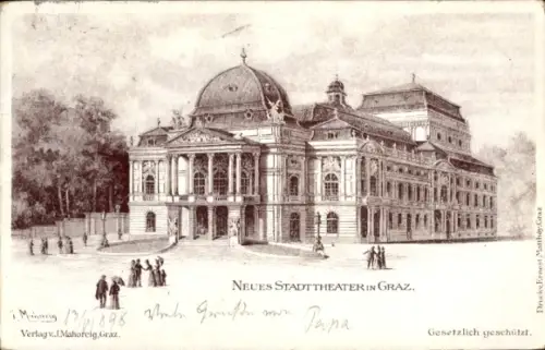 Ak Graz Steiermark, Neues Stadttheater in  Verlag v.J.Mahorcig, 1898