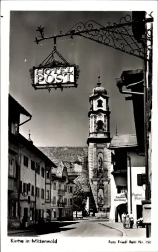 Ak Mittenwald in Oberbayern, Ederkanzel, Kirche in  Hotel Post, Foto Friedl Pehl, Nr. 150