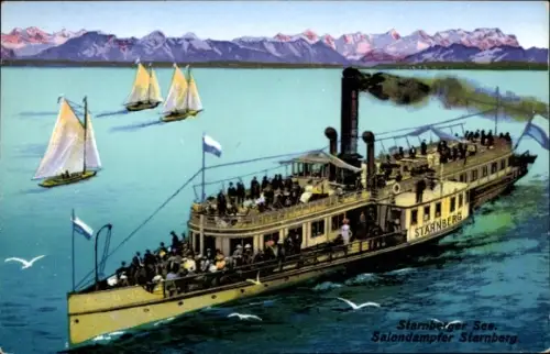 Ak Salondampfer Starnberg auf dem Starnberger See