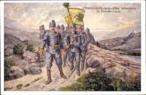 Ak Österreichisch-ungarische Infanterie in Feindesland
