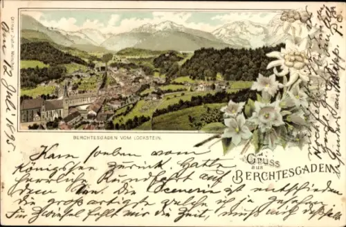 Litho Berchtesgaden, Blick v. Lockstein auf den Ort