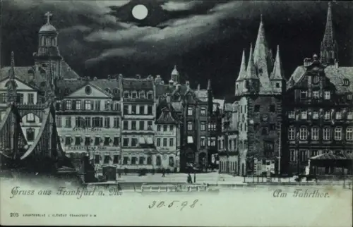 Mondschein Ak Frankfurt am Main, Am Fahrtor