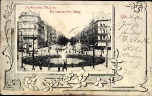 Passepartout Ak Köln am Rhein, Barbarossa-Platz, Hohenstaufen-Ring