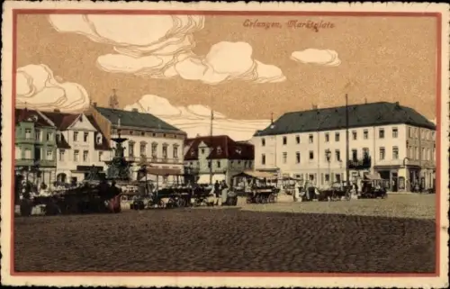 Ak Erlangen in Mittelfranken Bayern, Marktplatz