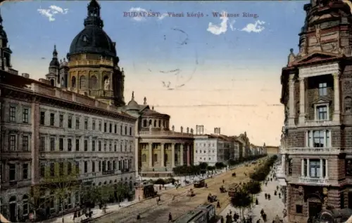 Ak Budapest Ungarn,  Váci körút, Straßenansicht,  Gebäude, Kutschen