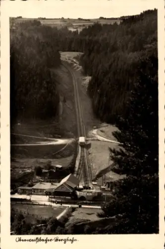 Ak Oberweißbach im Weißbachtal Thüringen, Überweißbacher Bergbahn, Steilste Bahn der Welt, Güterb
