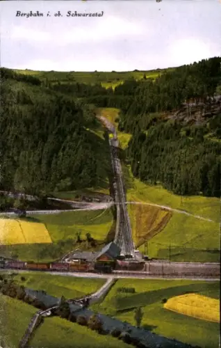 Ak Lichtenhain an der Bergbahn Schwarzatal Thüringen, Bergbahn, Landschaft, Gleise, Station, Ober