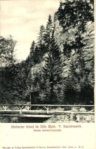 Ak Tambach Dietharz in Thüringen, Napoleonstein im Dietharzer Grund