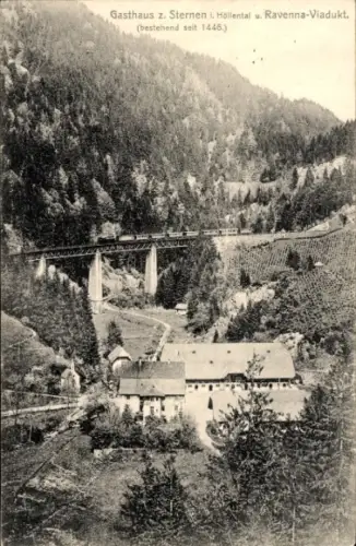 Ak Heiligenstein im Höllental Abterode Meißner in Hessen, Gasthaus z. Sternen, Ravenna-Viadukt
