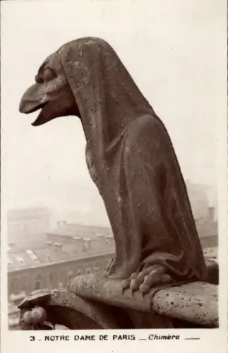Ak Paris IV Ile de la Cité, Kathedrale Notre Dame, Chimère, Wasserspeier