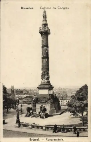 Ak Bruxelles Brüssel, Kongresssäule,  Statue von Leopold I.,  