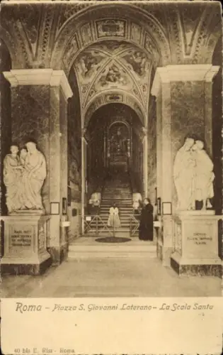 Ak Roma Rom Lazio, Piazza S. Giovanni Laterano, La Scala Santa, Treppenhaus, Statuen