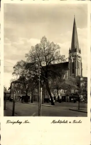 Ak Chojna Königsberg Neumark Ostbrandenburg, Marktplatz, Kirche
