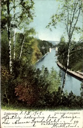 Ak Södertelge Schweden,  Sodra kanalen, jagvägsbron, 1902