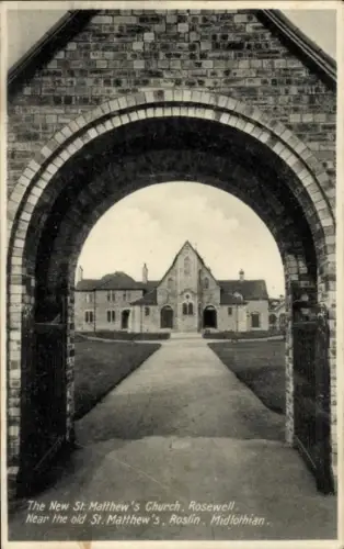 Ak Midlothian Roslin Schottland, Neue Sankt Matthew's Kirche in Rosewell