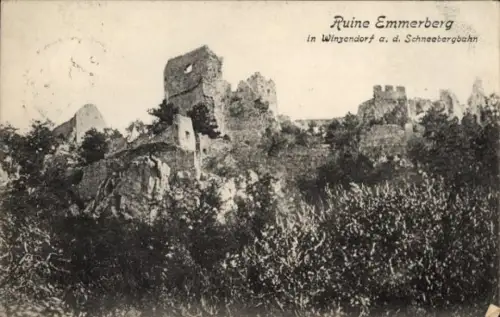 Ak Wingendorf Oederan Sachsen, Ruine Emmerberg, Ruinen, Natur, Landschaft