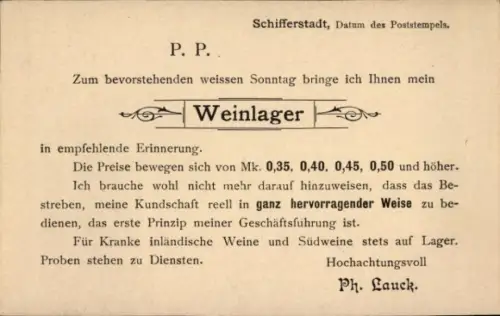 Ganzsachen Ak Schifferstadt in der Pfalz, Weinlager