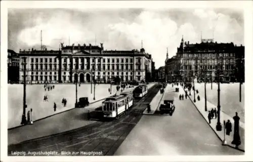 Ak Leipzig, Augustusplatz, Hauptpost