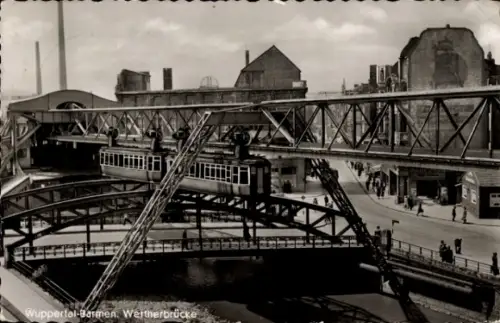 Ak Barmen Wuppertal, Wertherbrücke, Schwebebahn
